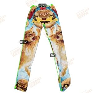 Vibrant Hamburger Cat Print Leggings